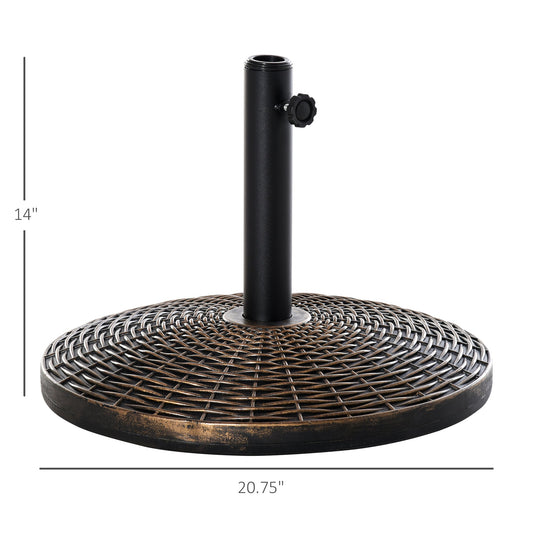 55 lbs Market Umbrella Base Holder 21" Heavy Duty Round Parasol Stand with Rattan Design for Patio, Outdoor, Backyard, Bronze - Gallery Canada