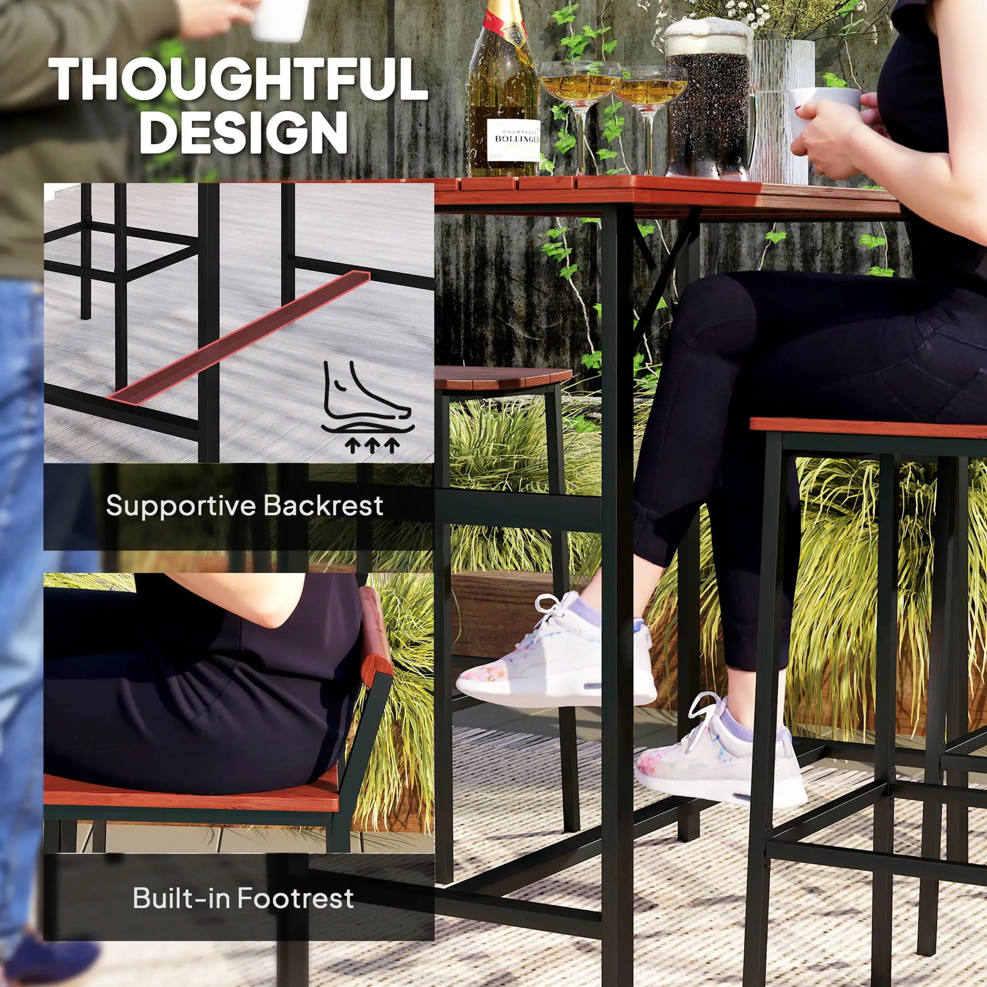 5 Piece Patio Bar Set, 47" Table, 4 Stools, Brown Bistro Sets at Gallery Canada