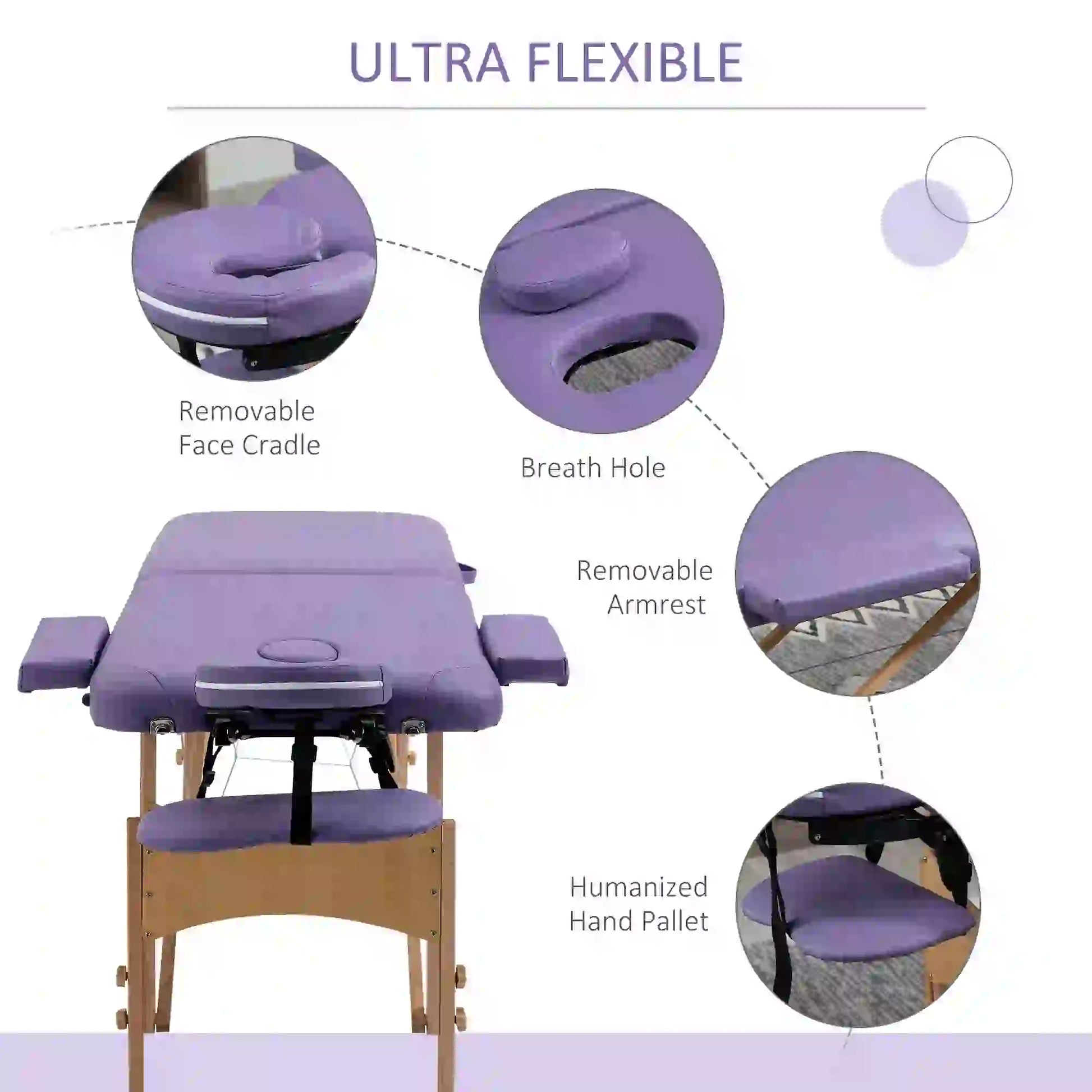 83 Inch Portable Folding Massage Table, Adjustable Salon Spa Bed, Purple Portable Massage Tables at Gallery Canada