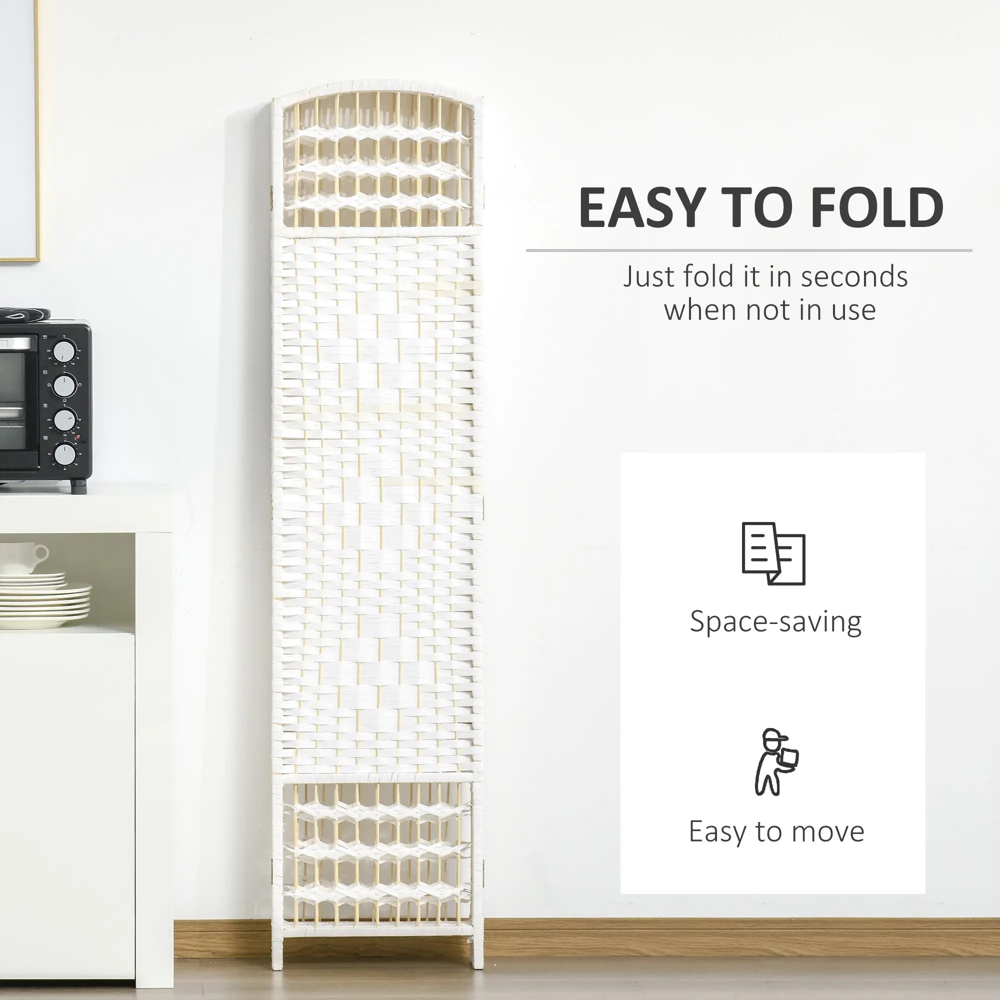 6 Panel Room Divider, 5.6 ft Tall, Folding Privacy Screen, White Room Dividers at Gallery Canada
