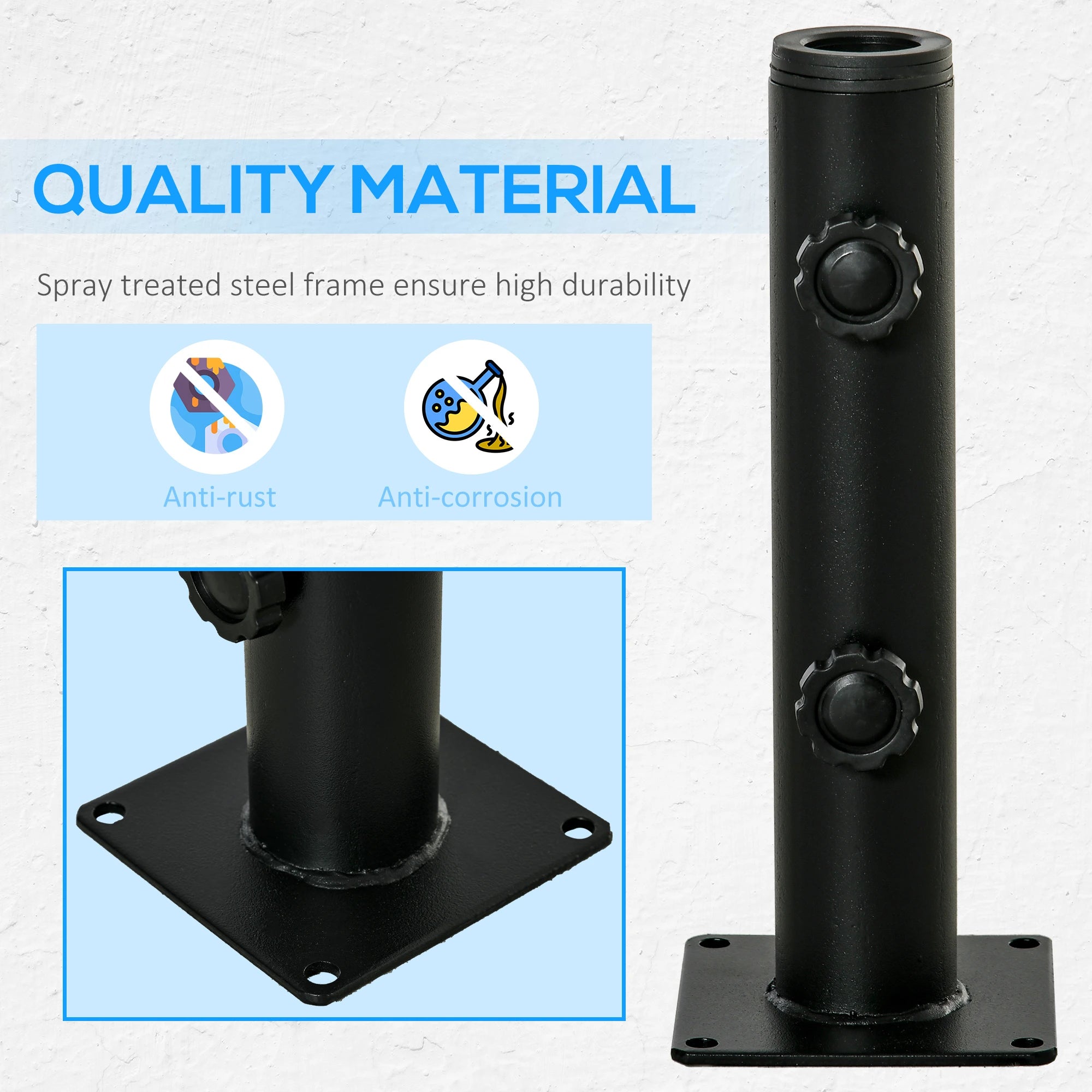 Deck Mount Umbrella Holder, Outdoor Base Stand, Black Umbrella Bases at Gallery Canada