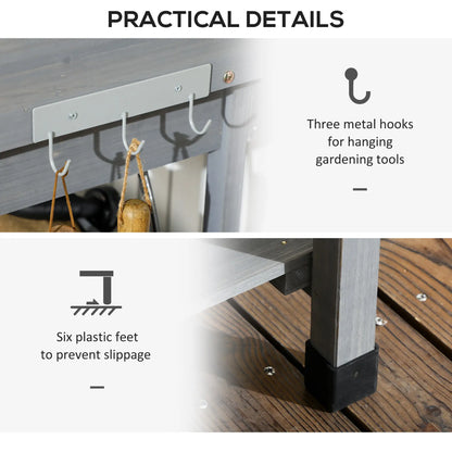 Potting Bench Table, Garden Workstation, 45.3" x 17.7" x 48.4", Grey Potting Benches & Tables at Gallery Canada