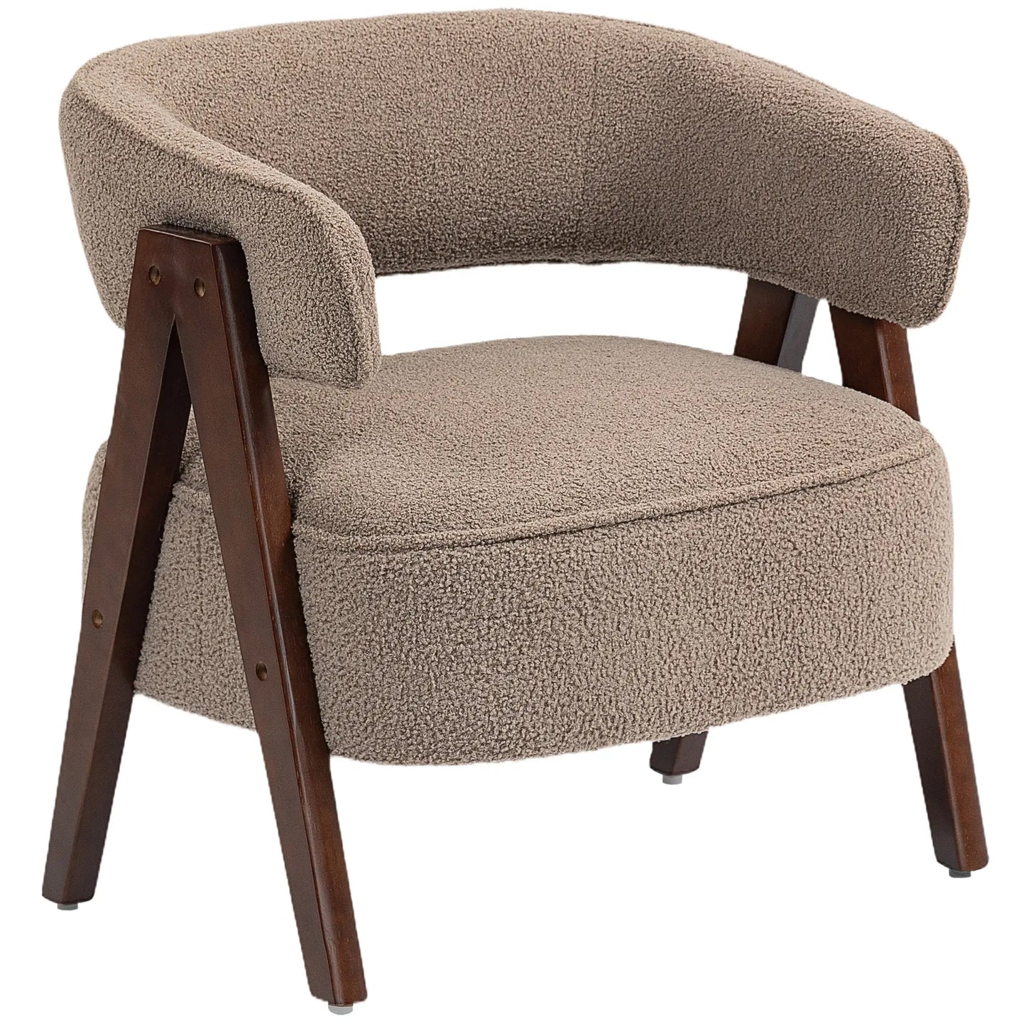 Sherpa Fleece Accent Chair, Upholstered Armchair, Light Brown Accent Chairs Light Brown at Gallery Canada