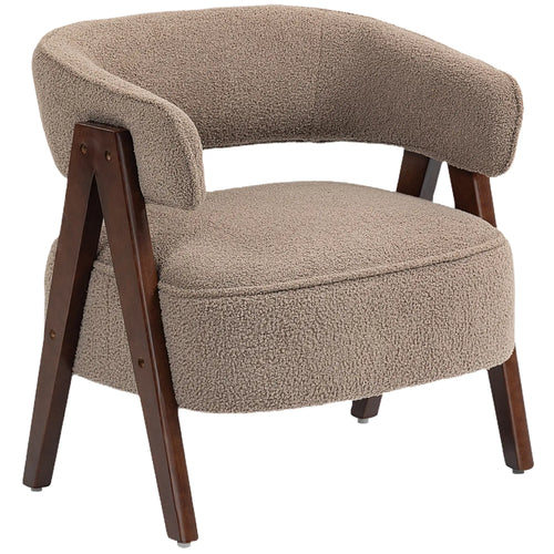 Sherpa Fleece Accent Chair, Upholstered Armchair, Light Brown