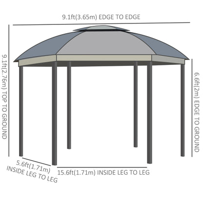 12' x 12' Outdoor Gazebo, Dome Canopy, Netting Sidewalls, Dark Grey Gazebos at Gallery Canada