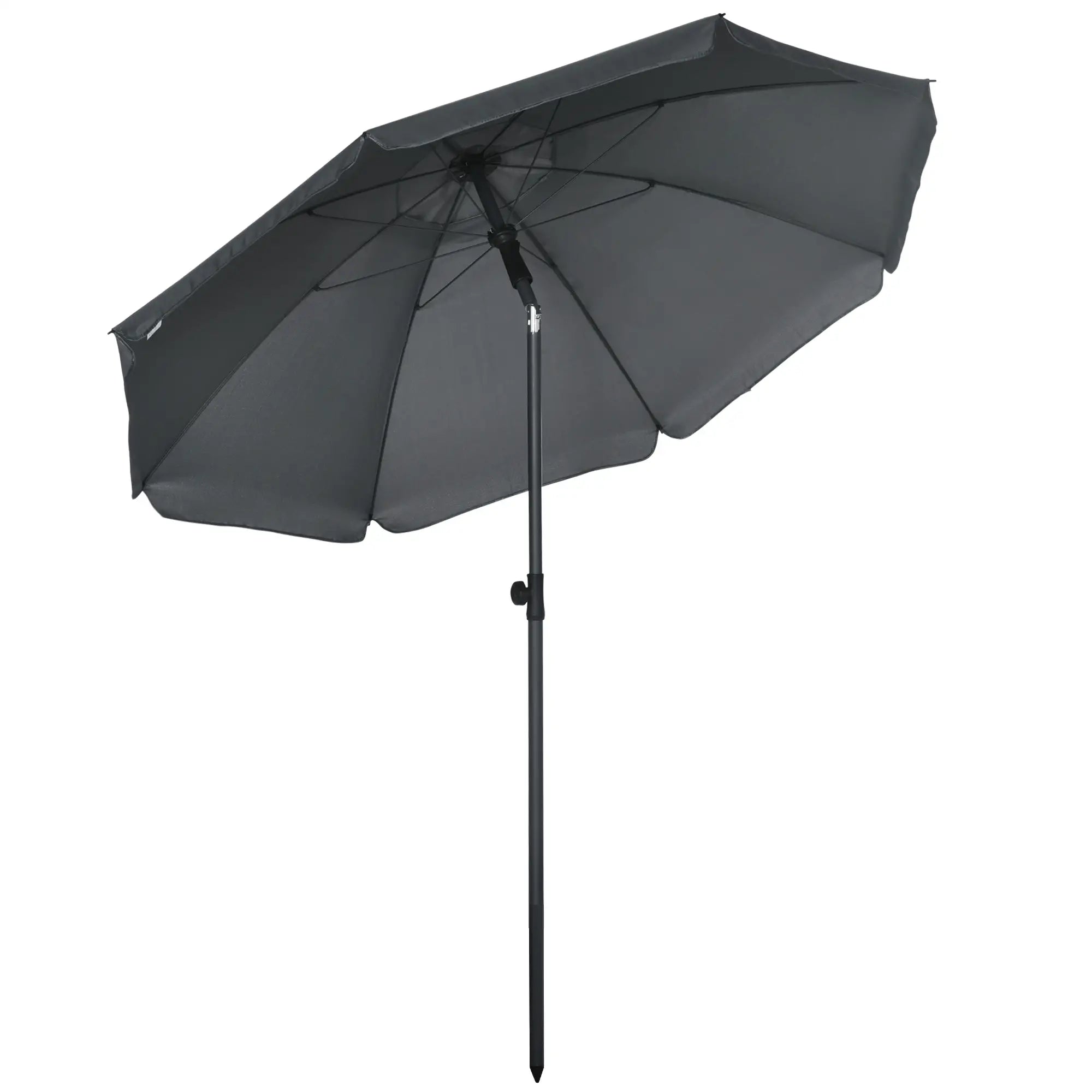 6ft Beach Umbrella, UV50+ Vented Canopy, Push Button Tilt, Dark Grey Beach Umbrellas at Gallery Canada