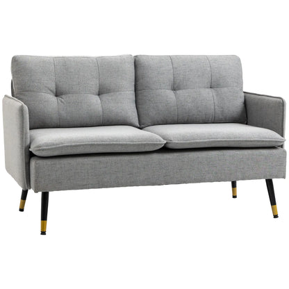 Linen Loveseat Sofa With Steel Legs, 55 Inch, Grey 2-Seater Sofas Grey at Gallery Canada