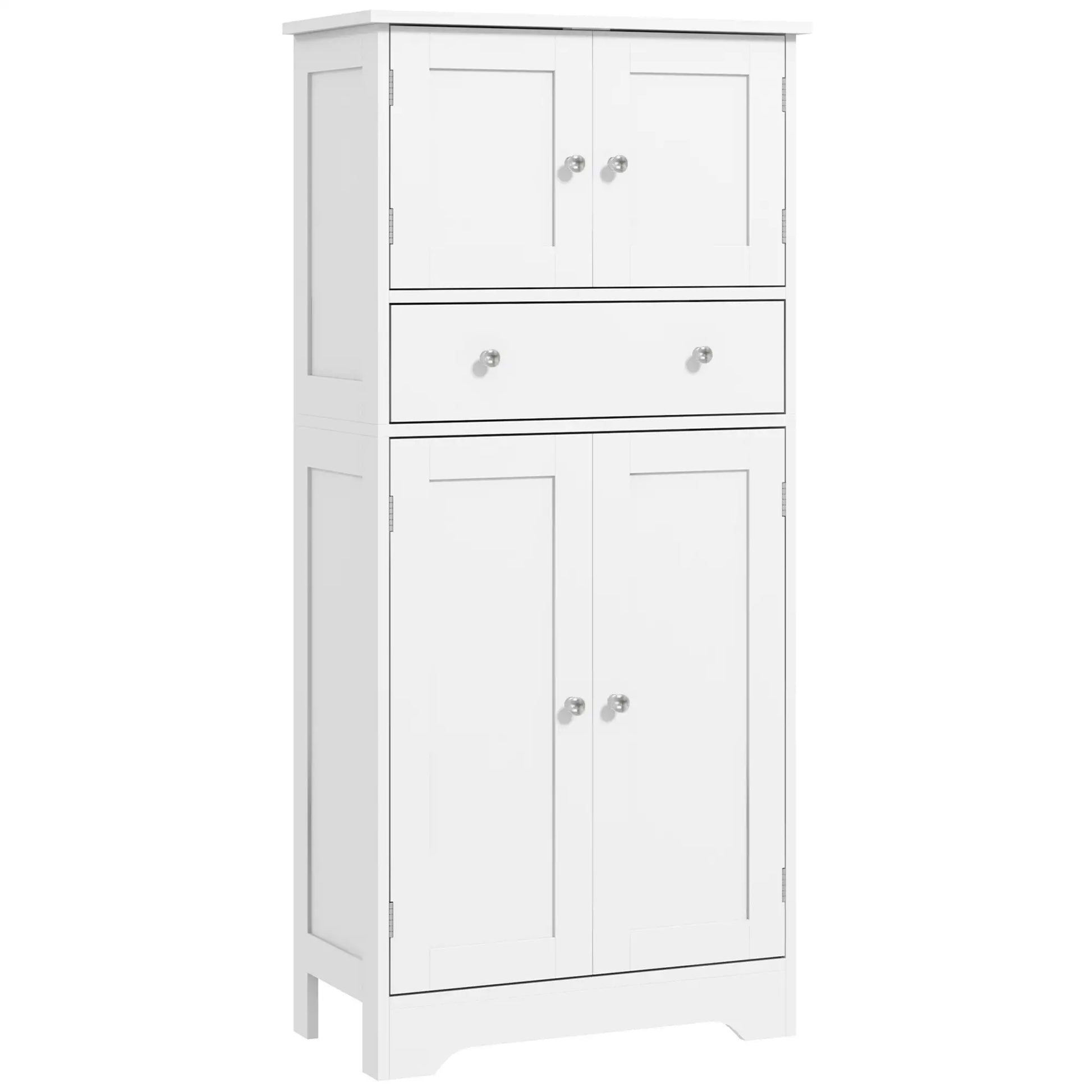 50.5" Kitchen Cabinet, 4 Doors, Drawer, Adjustable Shelf, White Kitchen Pantry Cabinets White at Gallery Canada