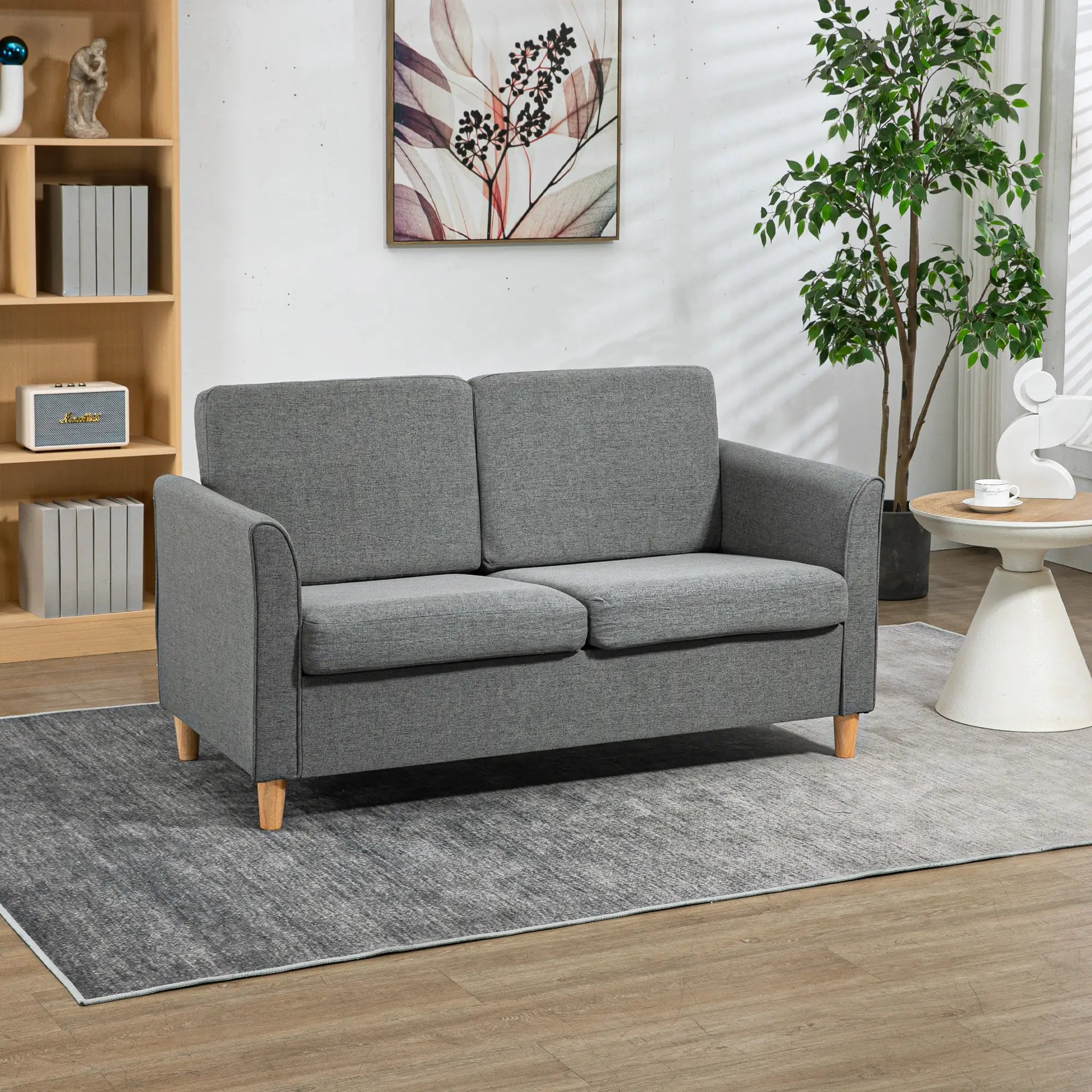 2-Seat Sofa with Armrests, Wood Legs, for Living Room, Grey 2-Seater Sofas at Gallery Canada