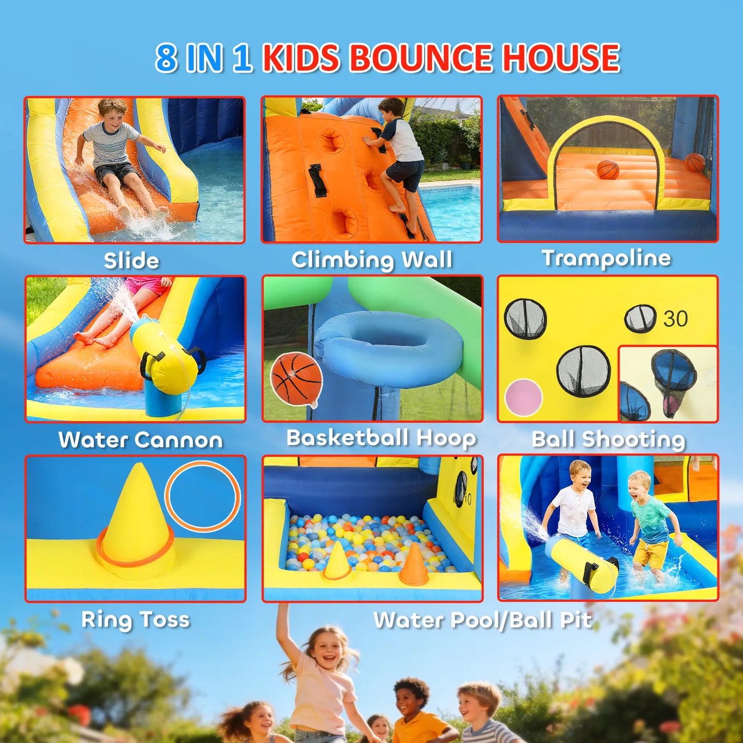 Inflatable Bounce House With Slide, Pool, Ball Pit, 12' x 12' Inflatables at Gallery Canada