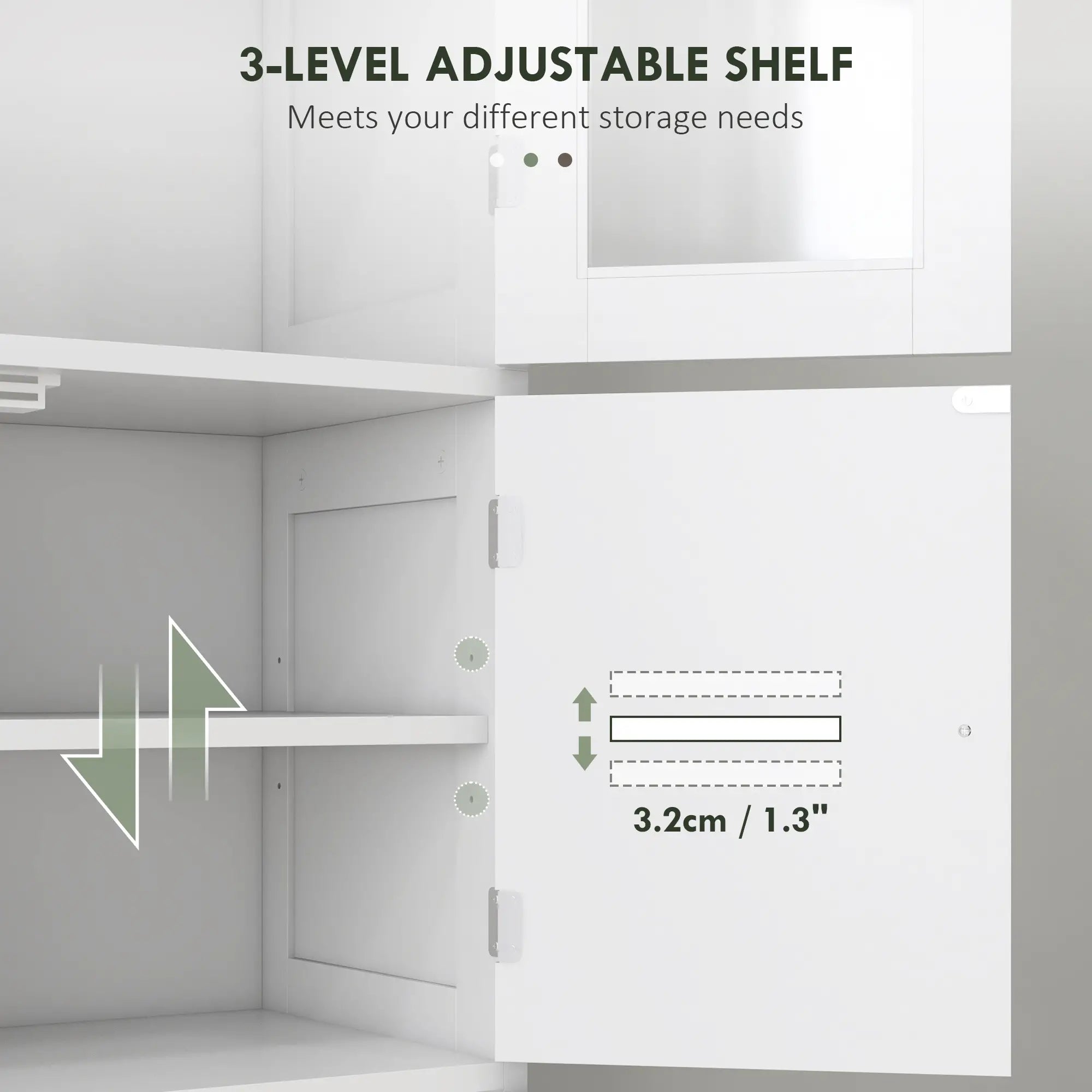 Freestanding Bathroom Cabinet, Glass Louvred Doors, Tall for Kitchen, Study Bathroom Cabinets at Gallery Canada