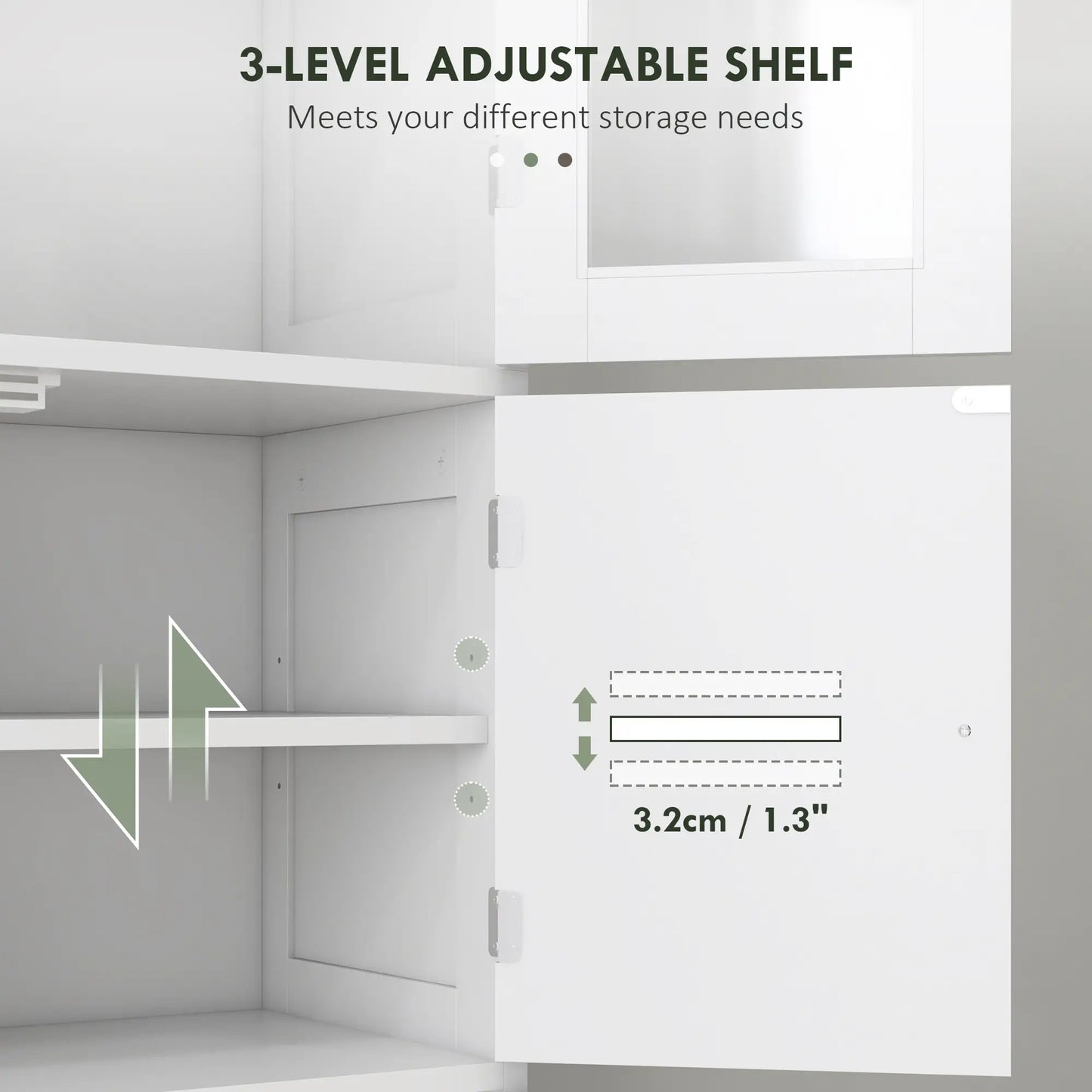 Freestanding Bathroom Cabinet, Glass Louvred Doors, Tall for Kitchen, Study Bathroom Cabinets at Gallery Canada
