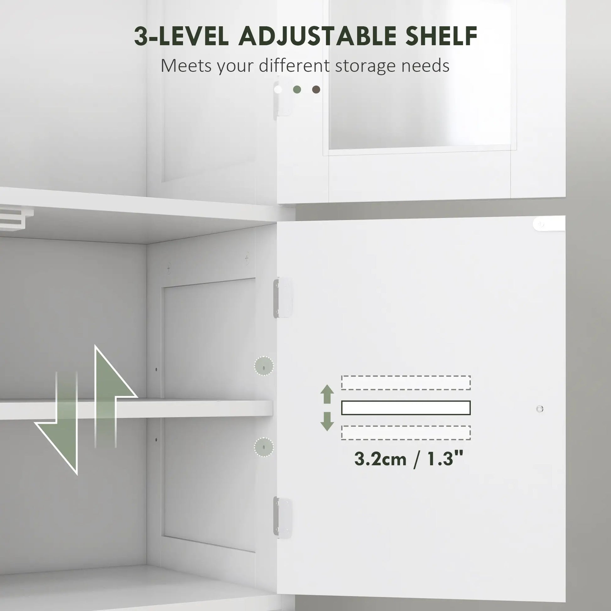 Freestanding Bathroom Cabinet, Glass Louvred Doors, Tall for Kitchen, Study Bathroom Cabinets at Gallery Canada