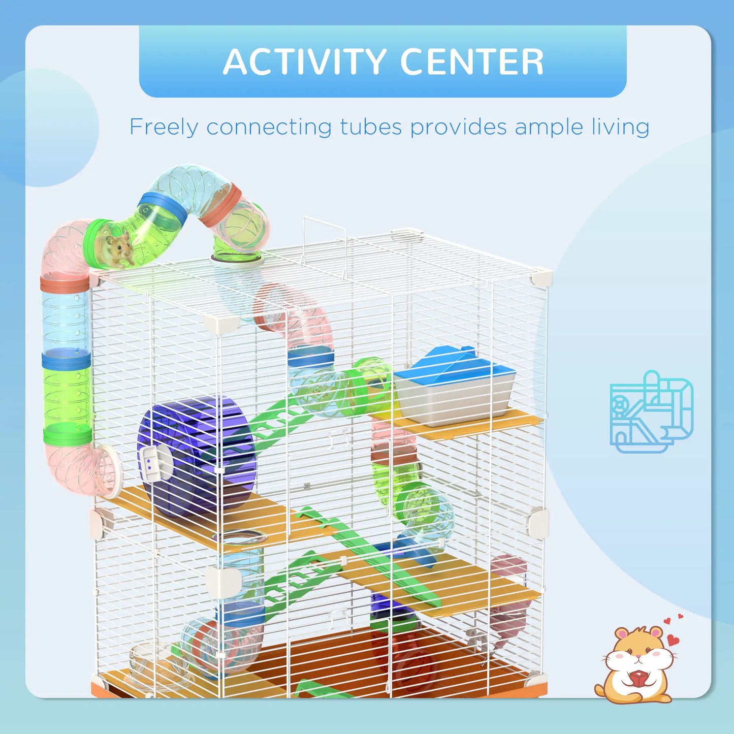 5-Tier Hamster Cage with Wheels, Tube, Water Bottle, Orange Hamster Cages at Gallery Canada