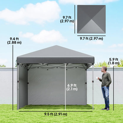 10' x 10' Pop Up Canopy With Sidewalls, Roller Bag, Height Adjustable, Grey Pop Up Canopies at Gallery Canada