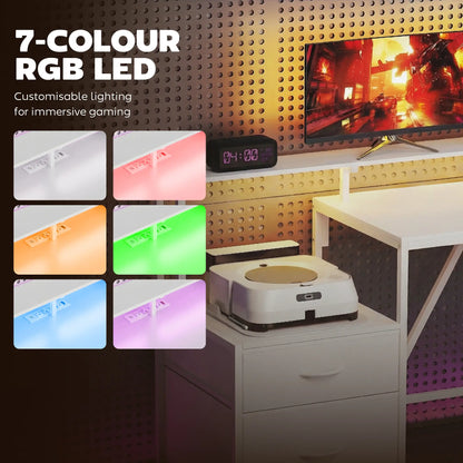 76" Gaming Desk, Reversible Computer Table, RGB Lights, USB Ports, White Gaming Desks at Gallery Canada