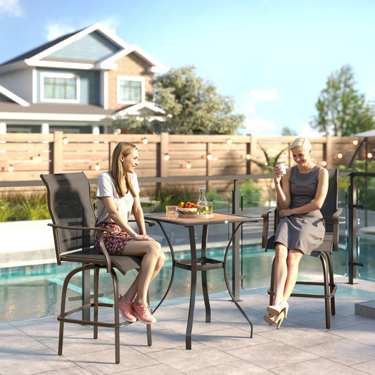 Outdoor Bar Stools Set of 2, Swivel High Back Chairs, Black Bar Stools Black at Gallery Canada