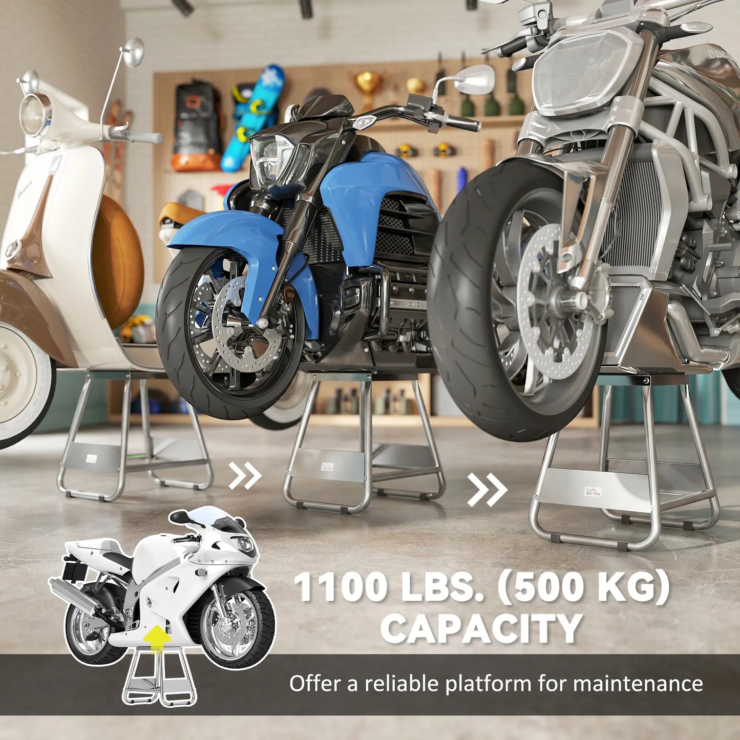Universal Dirt Bike Stand, 1100 lbs, Detachable, Anti-Skid, Steel, Grey Automotive at Gallery Canada