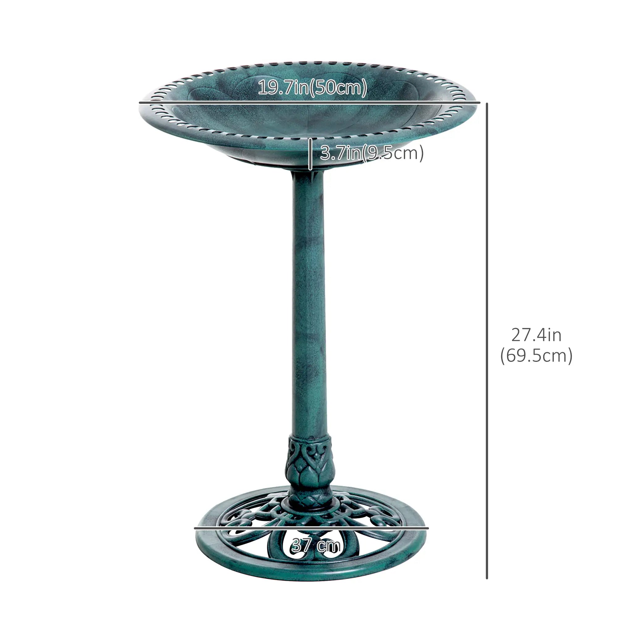 27'' Outdoor Resin Bird Bath, Fleur De Lis Pattern, Time-Worn Finish Garden Decor at Gallery Canada