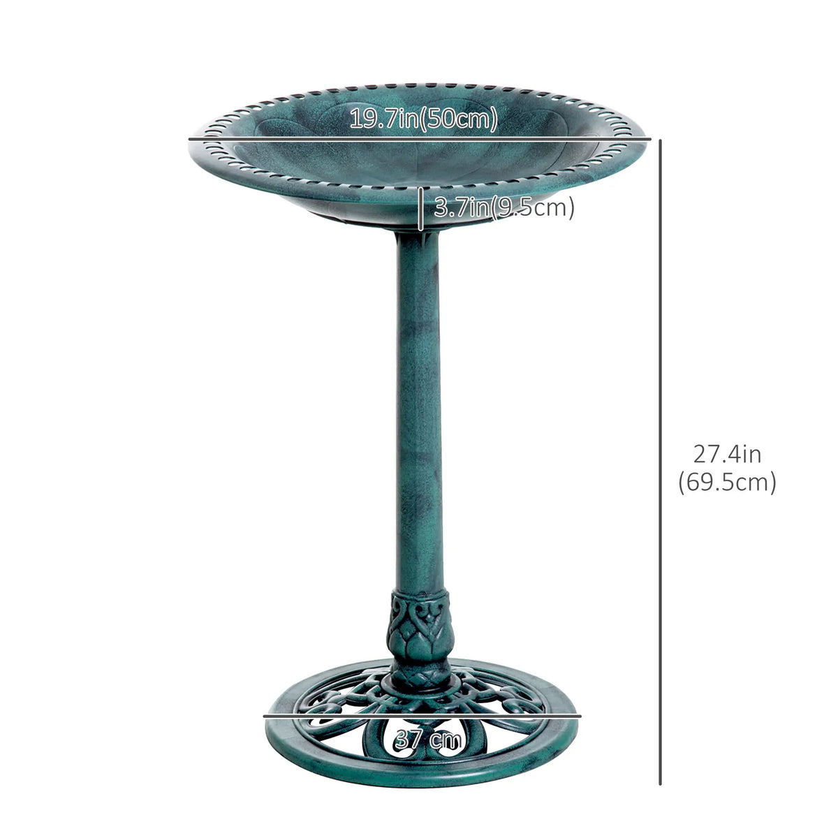 27'' Outdoor Resin Bird Bath, Fleur De Lis Pattern, Time-Worn Finish Garden Decor at Gallery Canada