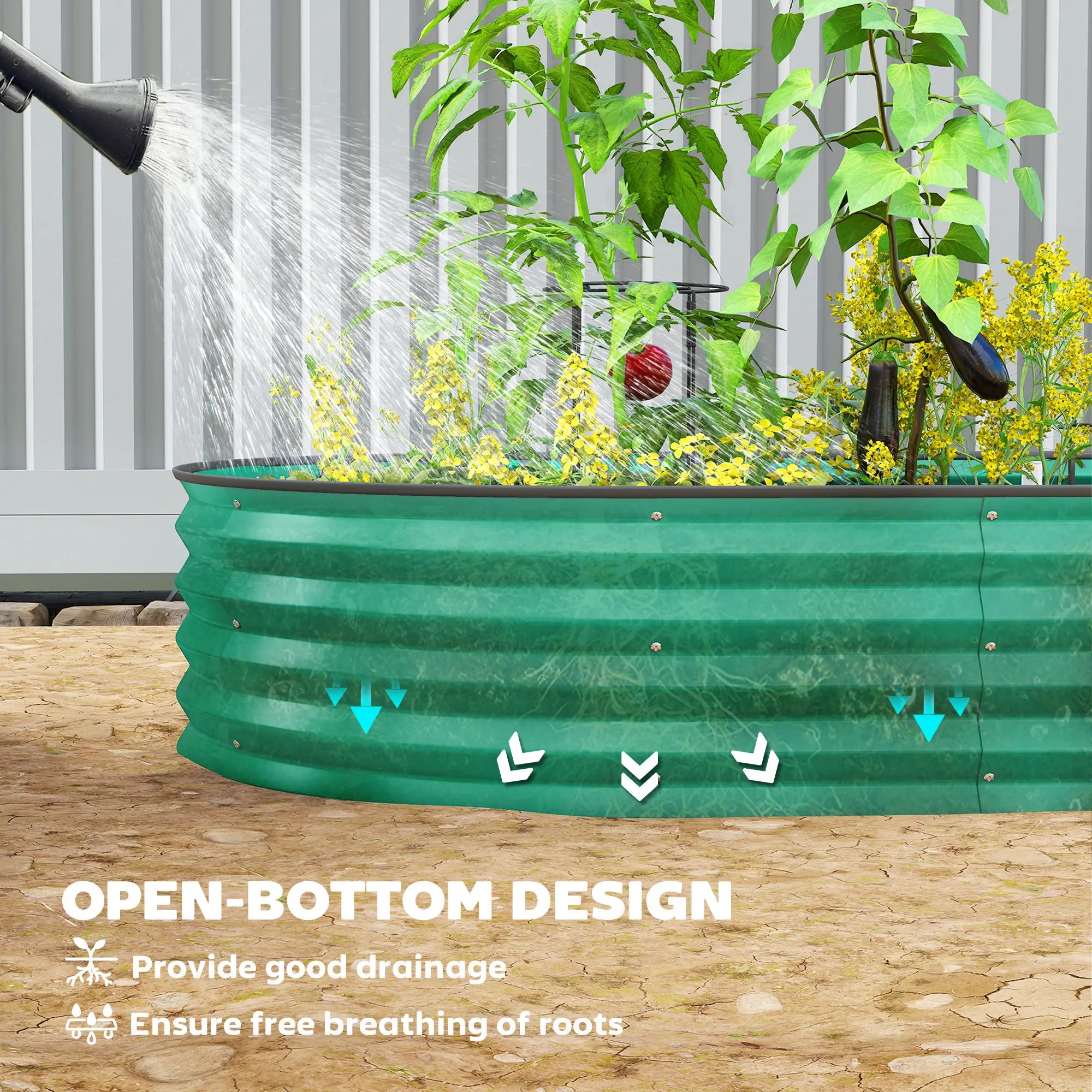 7' x 3' x 1' Galvanized Raised Garden Bed, Green Metal Plant Stake, Green Galvanized Planter Boxes at Gallery Canada
