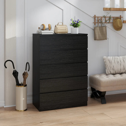 5 Drawer Dresser, Modern Chest for Bedroom, Black