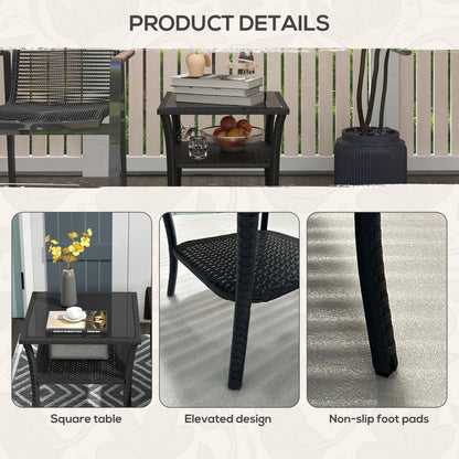 20" Patio Wicker Coffee Table, Outdoor PE Rattan Side Table, Black Patio Side Tables at Gallery Canada
