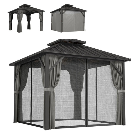 10' x 10' Hardtop Gazebo, Aluminium Frame, Galvanized Steel Roof, Dark Grey Gazebos Dark Grey, Black at Gallery Canada