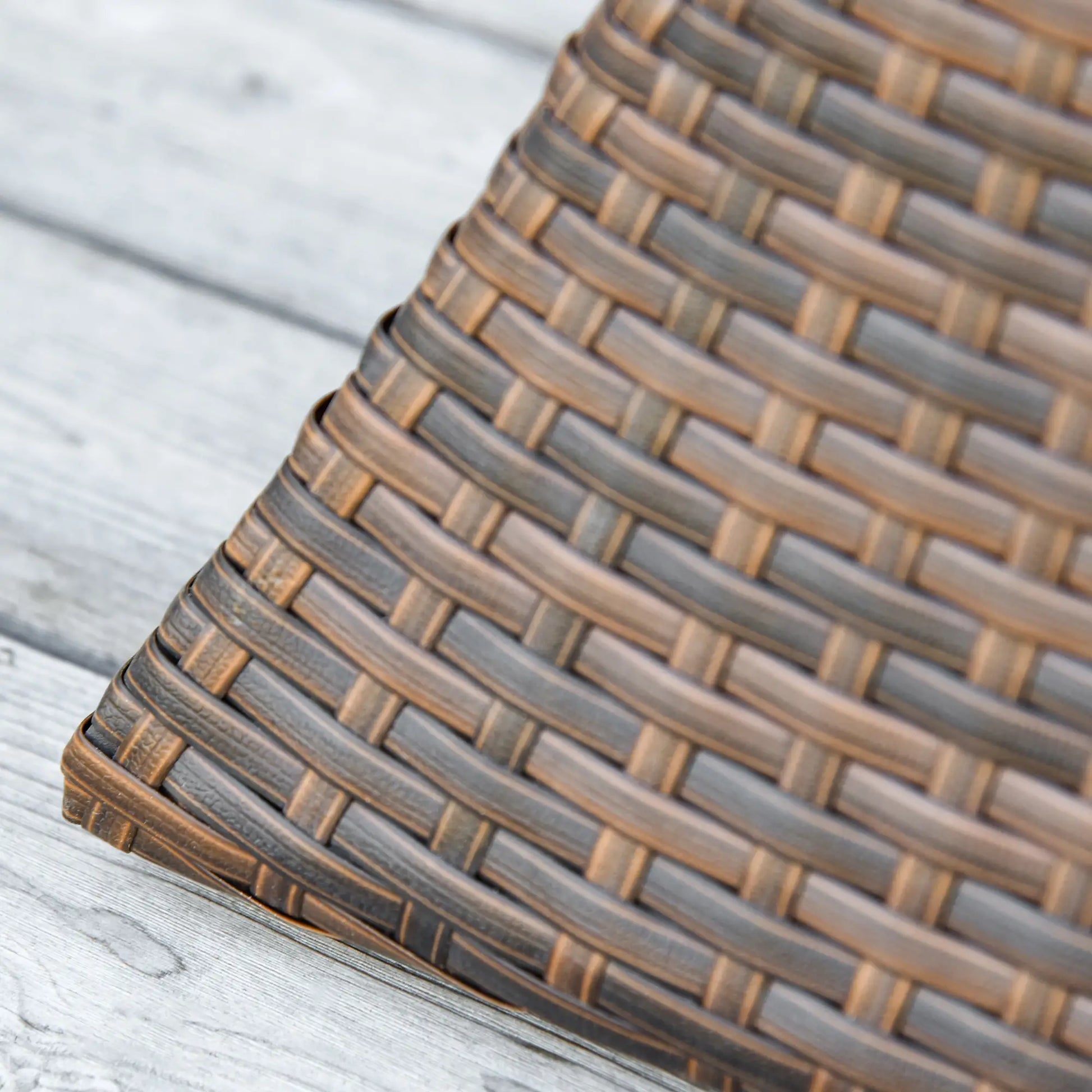 Rattan Wicker Side Table, 21.3" Square, 2-Tier Storage, Outdoor, Mixed Brown, Brown Patio Side Tables at Gallery Canada