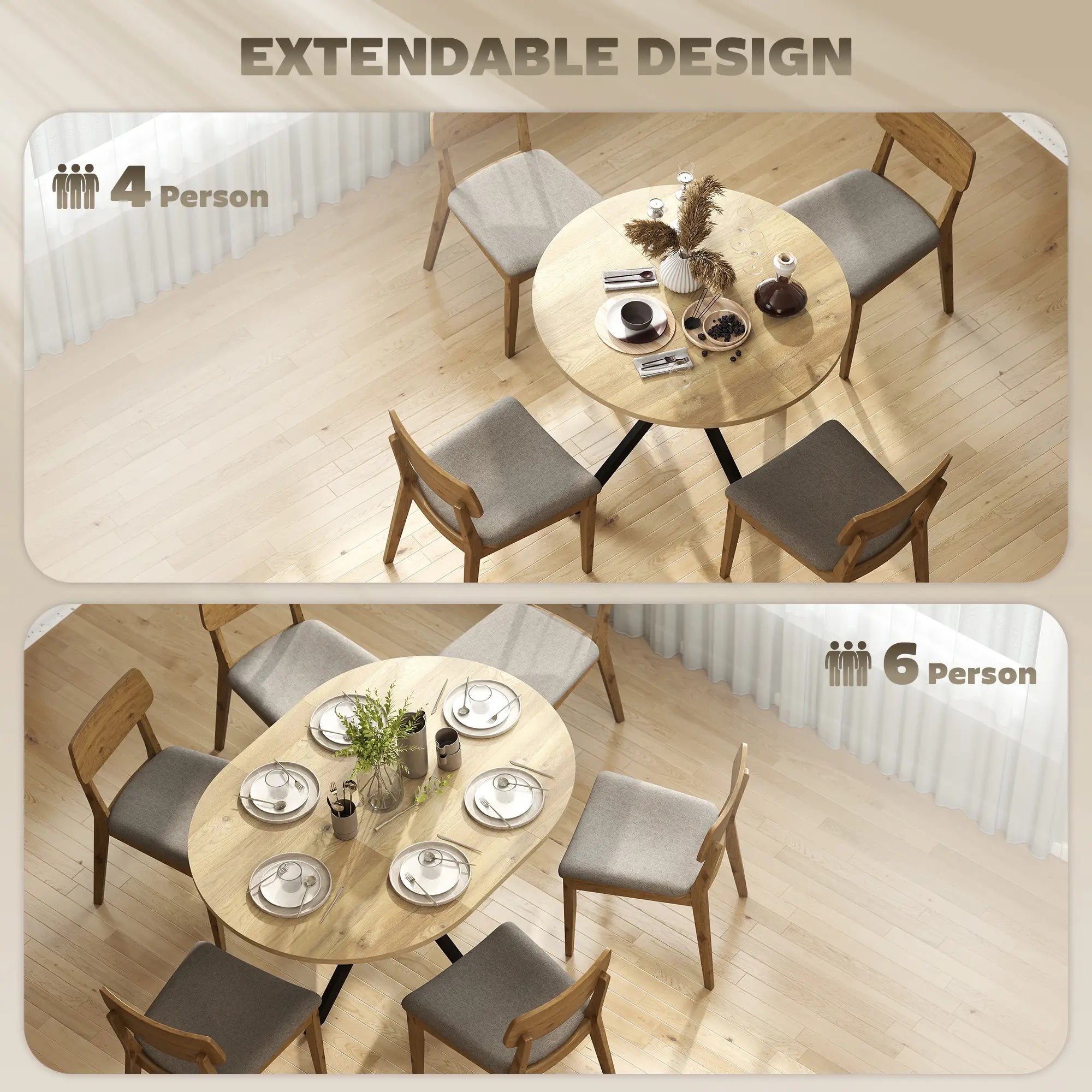 Extendable Dining Table, 39.5