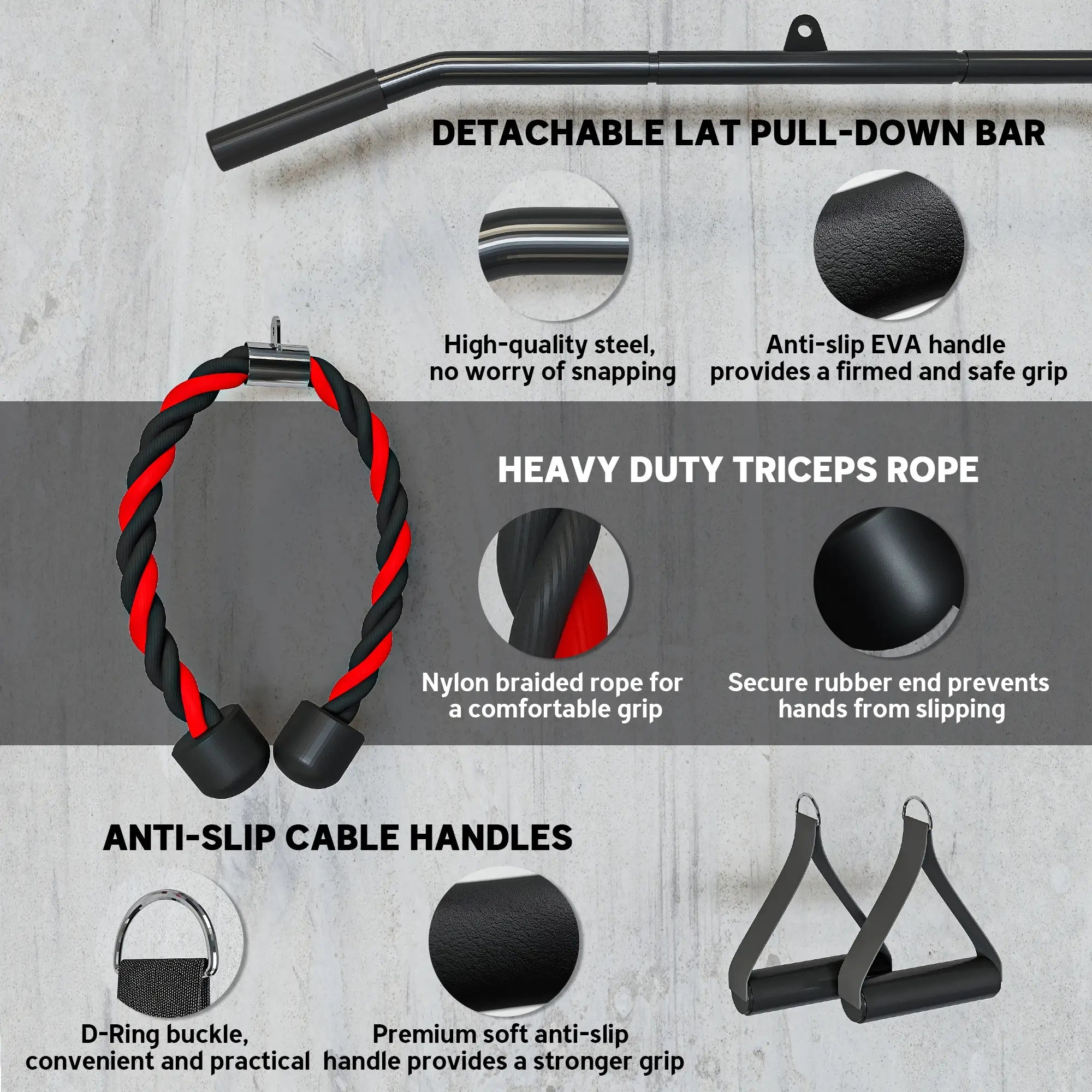 Weight Cable Pulley System, Universal Loading Pin, LAT Pull Down, Biceps Curl Strength Training Equipment at Gallery Canada