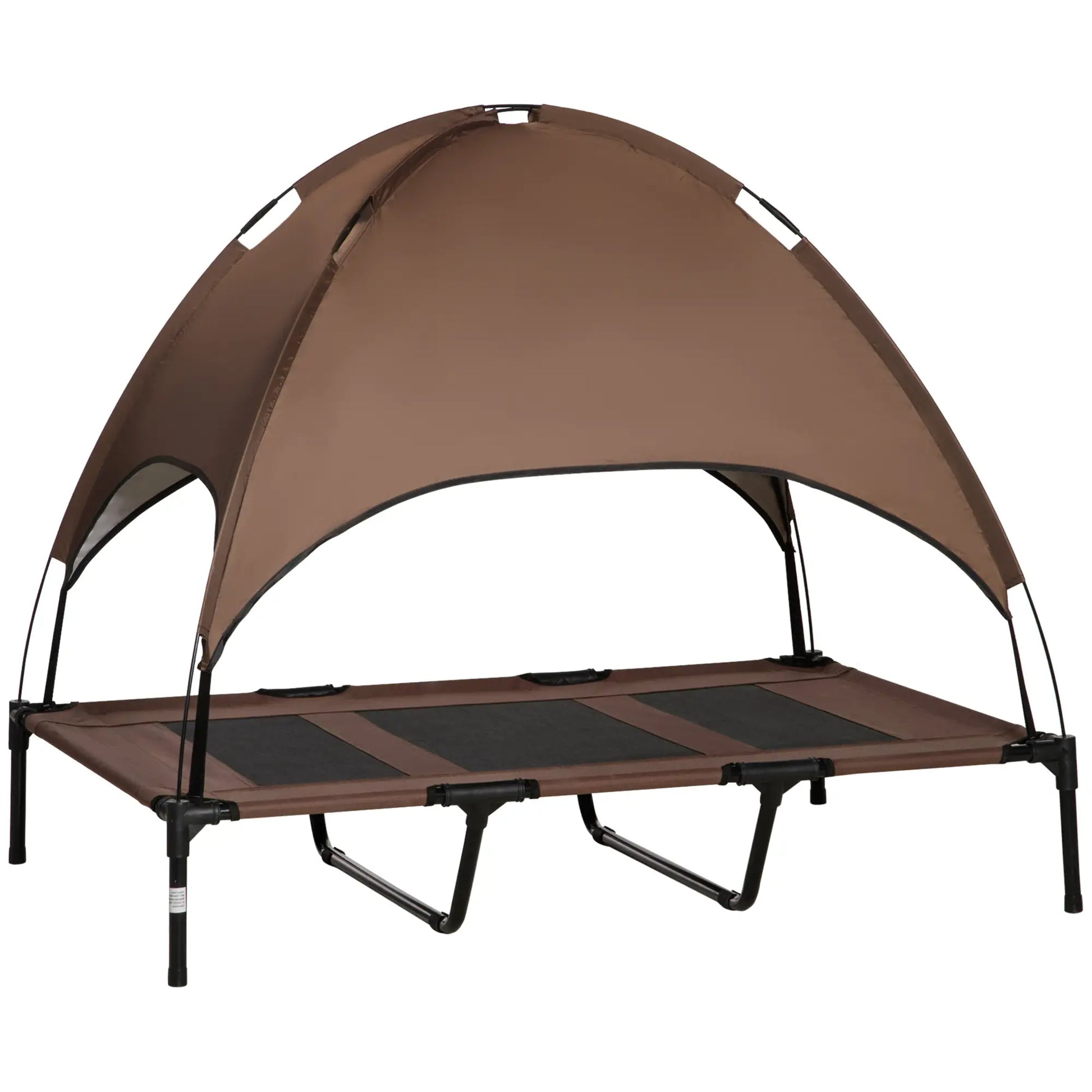 Elevated Dog Bed with Canopy, Portable Dog Cot, XL, 48" x 36" x 43", Coffee Elevated Dog Beds Coffee and Black at Gallery Canada