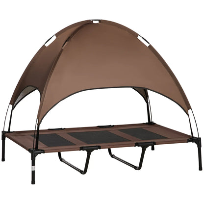 Elevated Dog Bed with Canopy, Portable Dog Cot, XL, 48" x 36" x 43", Coffee Elevated Dog Beds Coffee and Black at Gallery Canada