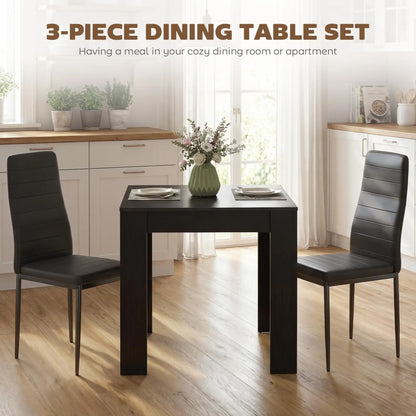 Square Dining Table Set For 2, PU Leather Upholstered Chairs, Black Dining Table Sets at Gallery Canada