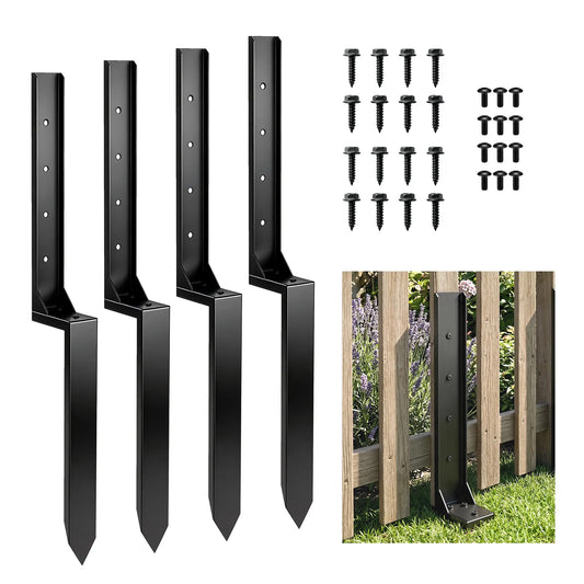 4 Pack 32" Steel Fence Post Repair Kit, Drill For Wooden Fences Garden Fences Black at Gallery Canada