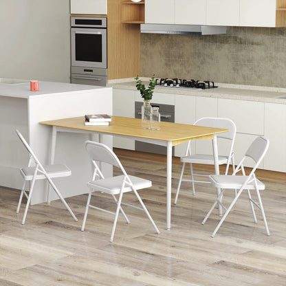 Set of 4 Metal Foldable Chairs, Corduroy Padded, White