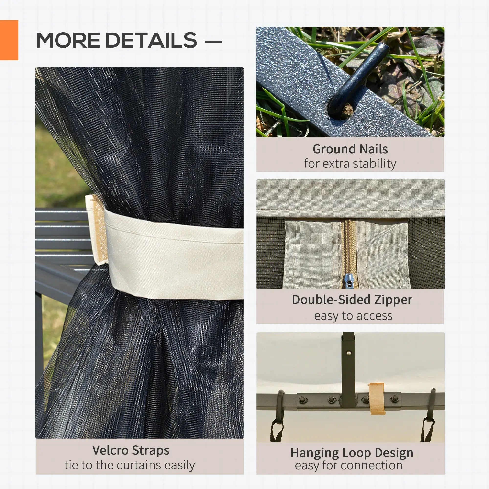 12' x 10' Outdoor Gazebo, Double Tier Roof, Removable Mesh, Beige Gazebos at Gallery Canada