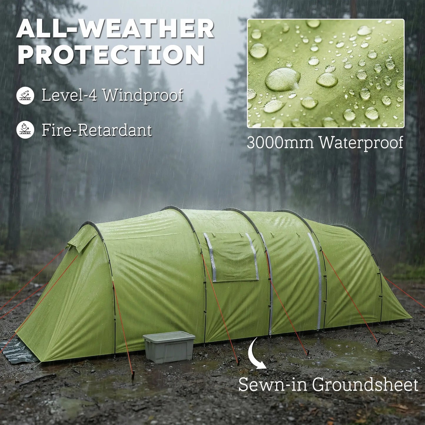 6 Person Camping Tent With Porch, 2 Bedroom Living Room, Light Green Camping Tents at Gallery Canada