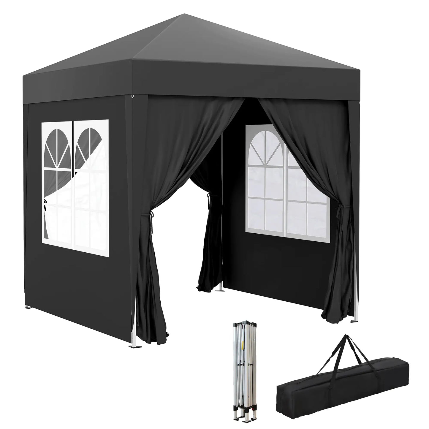 6.6'x6.6' Pop Up Canopy Tent, Instant Sun Shelter Gazebo, Black Pop Up Canopies at Gallery Canada