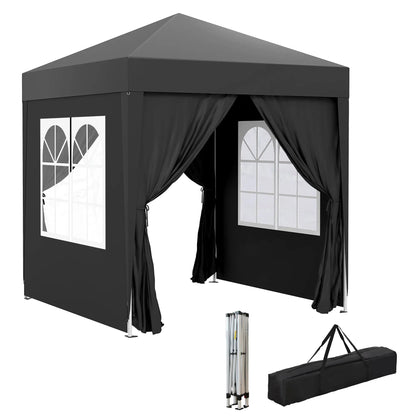 6.6'x6.6' Pop Up Canopy Tent, Instant Sun Shelter Gazebo, Black Pop Up Canopies at Gallery Canada