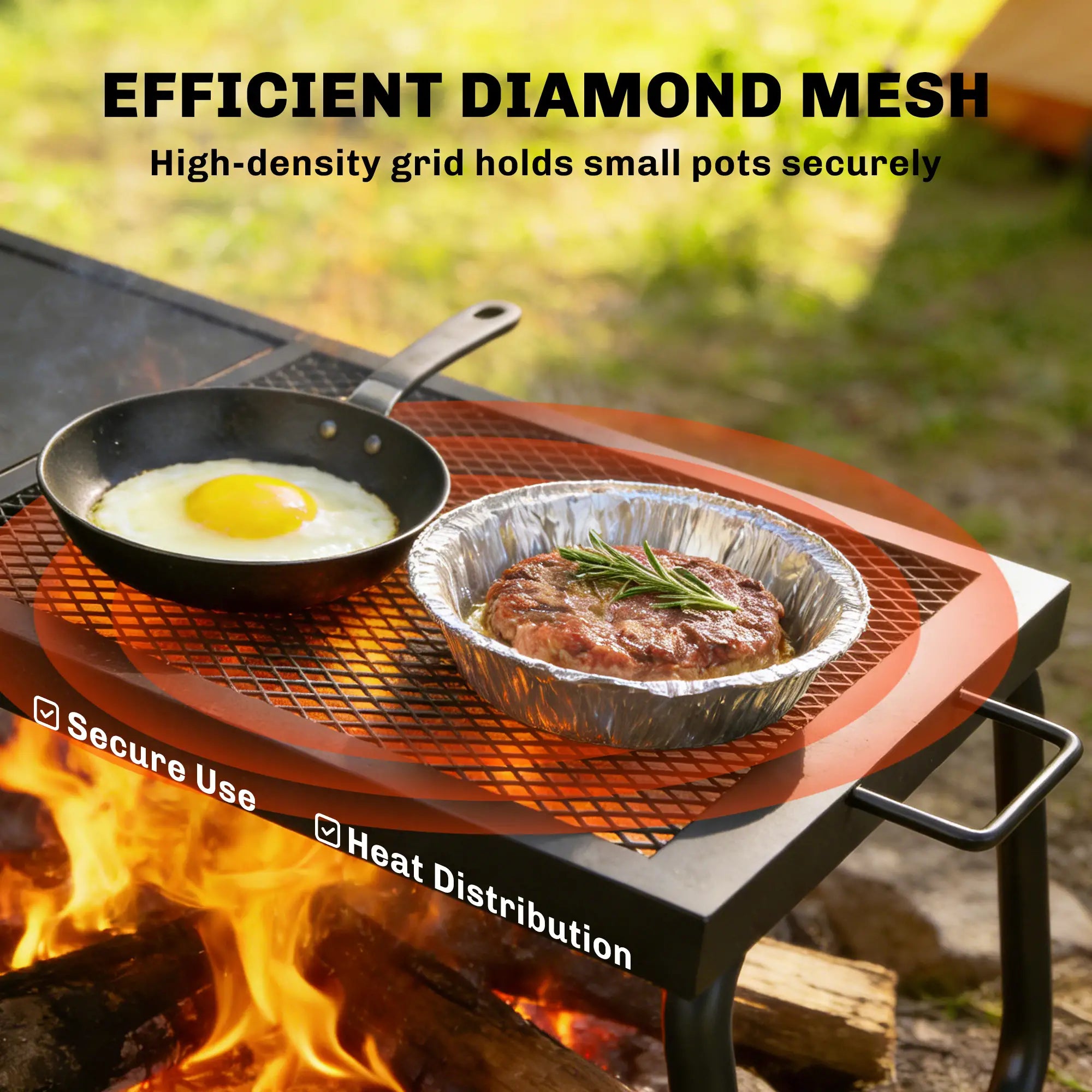 Folding Campfire Grill, Heavy Duty Steel Mesh Grate, Portable With Carry Bag, Black Charcoal BBQ Grils at Gallery Canada