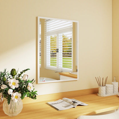 22" x 30" White Rectangular Wall Mirror, Bathroom Living Room Bedroom Entryway, White