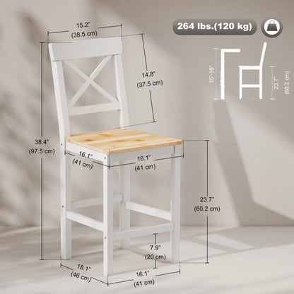 Counter Height Stools Set of 2, Farmhouse Bar Stools with Backs, Solid Wood Bar Stools at Gallery Canada