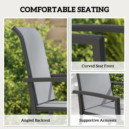 Stackable Patio Chairs Set Of 4, Outdoor Dining Chairs, Grey