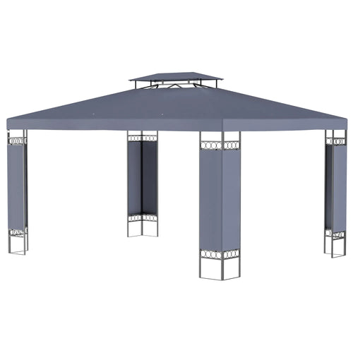 10' x 13' Grey Outdoor Gazebo, Double Roof Patio Canopy Shelter, Grey