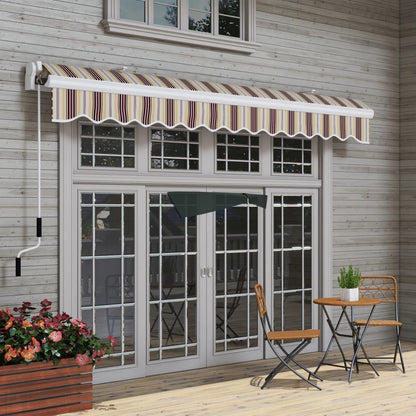 13' x 8' Retractable Patio Awning, Sun Shade, Aluminum Frame, Red Stripe Deck Awnings at Gallery Canada