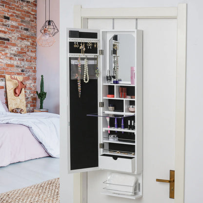 Mirror Jewelry Cabinet, LED Lights, Wall Mount, 3 Heights, Drawer, Shelf, White Jewelry Armoire & Jewellery Mirror Cabinets at Gallery Canada