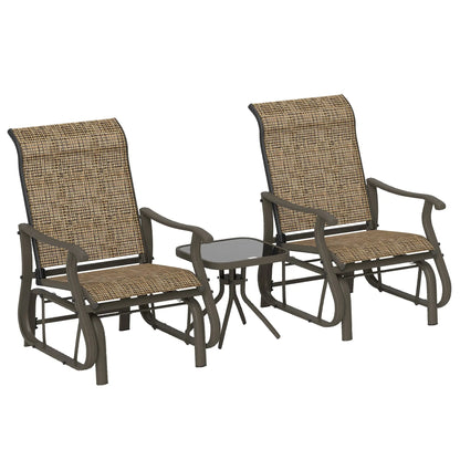 3PCs Gliding Rocking Chair, Bistro Tea Table Set, Brown Outdoor Gliders at Gallery Canada