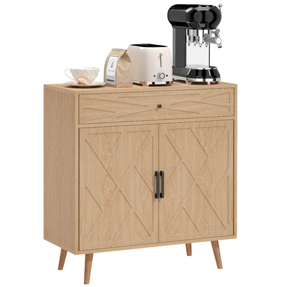 30" Sideboard With Patterned Doors, Oak Buffet Cabinet With Drawer Storage Cabinets at Gallery Canada