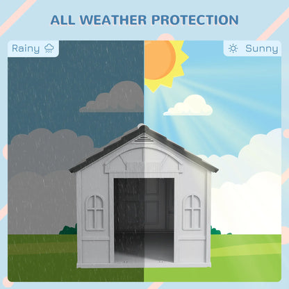 26" Plastic Dog House, Outdoor with Air Vents, Small Medium Dogs, Grey Houses, Kennels & Pens at Gallery Canada